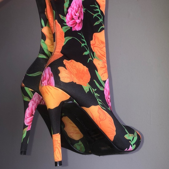 Floral Midi Heeled Boots - Picture 3 of 3